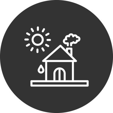 Ev ikonu. Vektör çizimi. Isı Dalgası