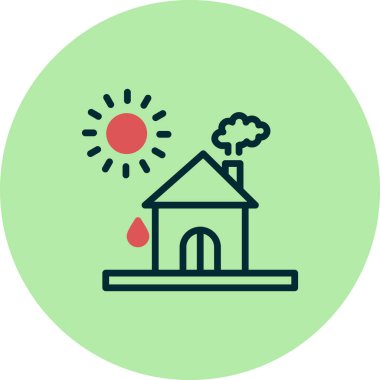 Ev ikonu. Vektör çizimi. Isı Dalgası