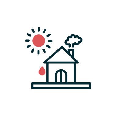 Ev ikonu. Vektör çizimi. Isı Dalgası