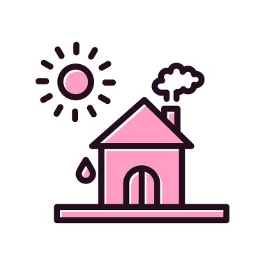 Ev ikonu. Vektör çizimi. Isı Dalgası