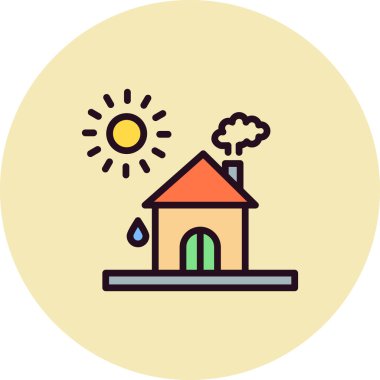 Ev ikonu. Vektör çizimi. Isı Dalgası