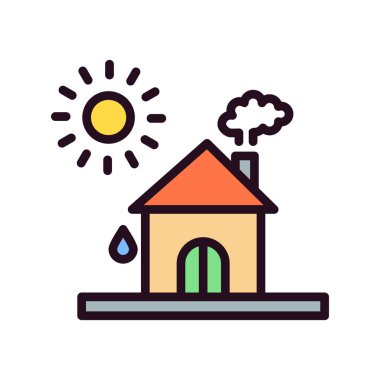 Ev ikonu. Vektör çizimi. Isı Dalgası