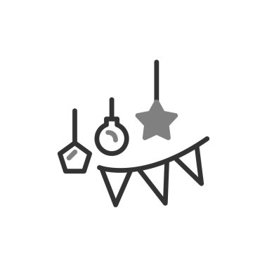 vektör noeli ve mutlu yeni yıl dekorasyon çizgisi simgesi 