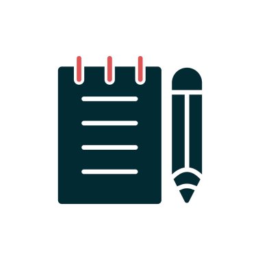 kalem ve not defteri simgesi vektör illüstrasyonu