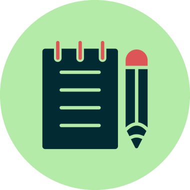 kalem ve not defteri simgesi vektör illüstrasyonu