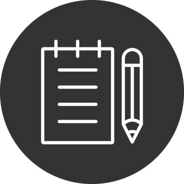 kalem ve not defteri simgesi vektör illüstrasyonu