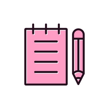 kalem ve not defteri simgesi vektör illüstrasyonu