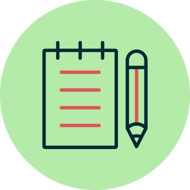 kalem ve not defteri simgesi vektör illüstrasyonu