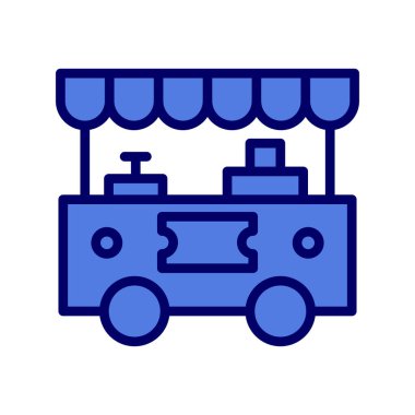 Market vektör illüstrasyonu. Basit bir yiyecek standı tasarımı 