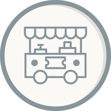 Market vektör illüstrasyonu. Basit bir yiyecek standı tasarımı 