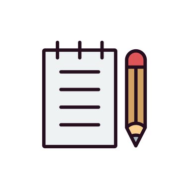 kalem ve not defteri simgesi vektör illüstrasyonu