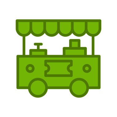 Market vektör illüstrasyonu. Basit bir yiyecek standı tasarımı 