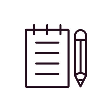 kalem ve not defteri simgesi vektör illüstrasyonu