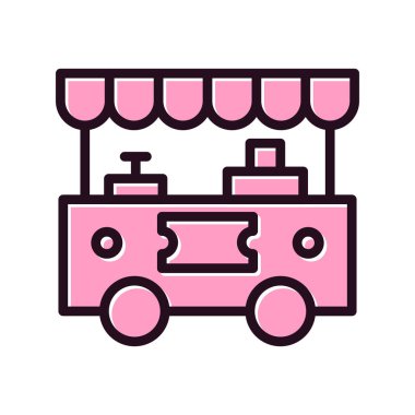 Market vektör illüstrasyonu. Basit bir yiyecek standı tasarımı 