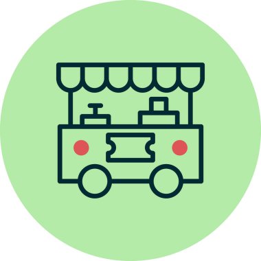 Market vektör illüstrasyonu. Basit bir yiyecek standı tasarımı 