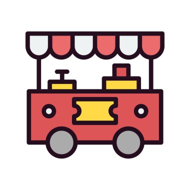 Market vektör illüstrasyonu. Basit bir yiyecek standı tasarımı 