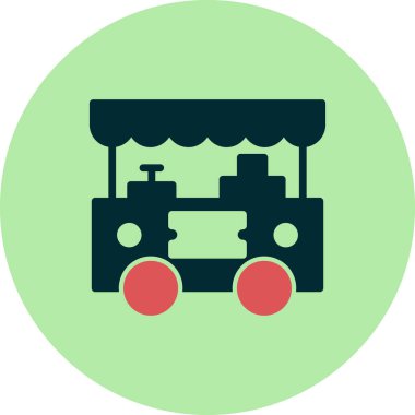 Market vektör illüstrasyonu. Basit bir yiyecek standı tasarımı 