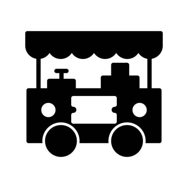 Market vektör illüstrasyonu. Basit bir yiyecek standı tasarımı 