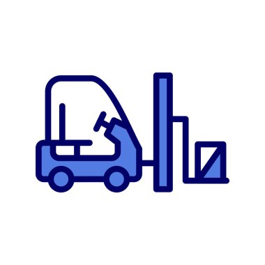Forklift kamyon ikon vektörü. İnce çizgi işareti. izole edilmiş sınır sembolü çizimi