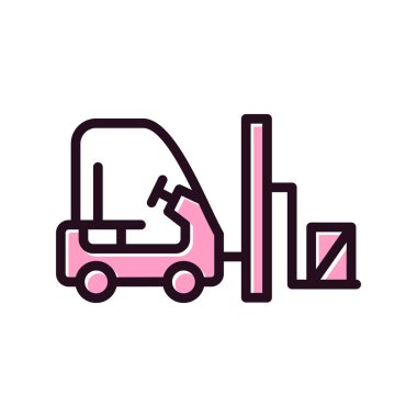 Forklift kamyon ikon vektörü. İnce çizgi işareti. izole edilmiş sınır sembolü çizimi