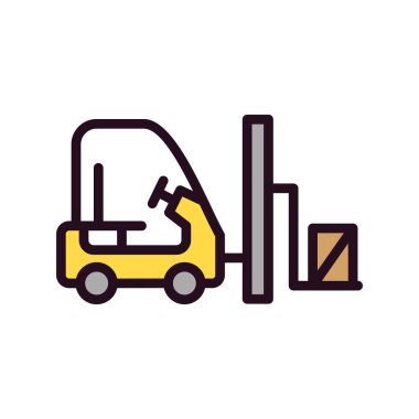 Forklift kamyon ikon vektörü. İnce çizgi işareti. izole edilmiş sınır sembolü çizimi