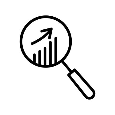 Büyüteç simgesi. Beyaz arkaplanda izole edilmiş web tasarımı için basit grafik çizelgesi vektör simgeleri