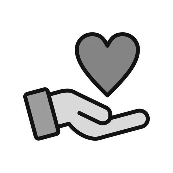 Рука Вектором Значка Серця Знак Тонкої Лінії Ізольована Символьна Ілюстрація — стоковий вектор