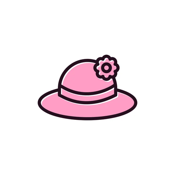Simple Illustration Female Hat Flower — Vetor de Stock