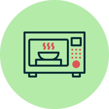 mikrodalga fırın ikonu vektörü. İnce çizgi işareti. izole edilmiş sınır sembolü çizimi 