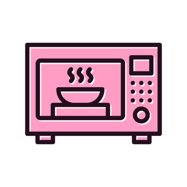 mikrodalga fırın ikonu vektörü. İnce çizgi işareti. izole edilmiş sınır sembolü çizimi 