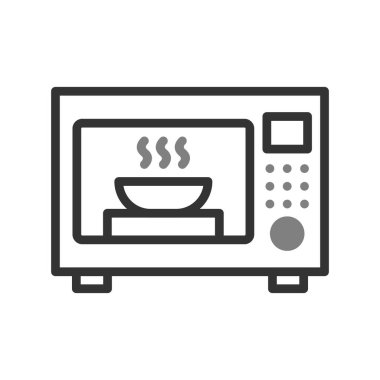 mikrodalga fırın ikonu vektörü. İnce çizgi işareti. izole edilmiş sınır sembolü çizimi 