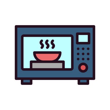 mikrodalga fırın ikonu vektörü. İnce çizgi işareti. izole edilmiş sınır sembolü çizimi 