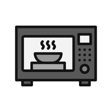 mikrodalga fırın ikonu vektörü. İnce çizgi işareti. izole edilmiş sınır sembolü çizimi 