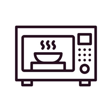 mikrodalga fırın ikonu vektörü. İnce çizgi işareti. izole edilmiş sınır sembolü çizimi 