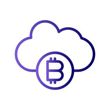 Bitcoin Bulut simgesi, vektör illüstrasyonu