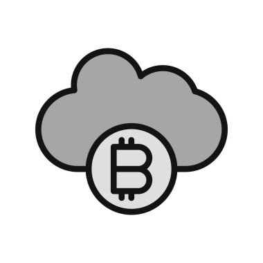Bitcoin Bulut simgesi, vektör illüstrasyonu