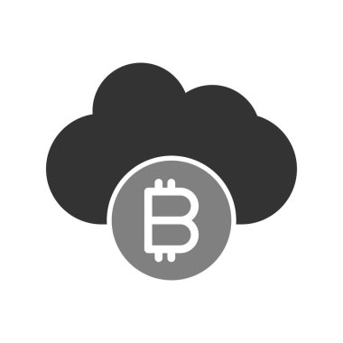 Bitcoin Bulut simgesi, vektör illüstrasyonu