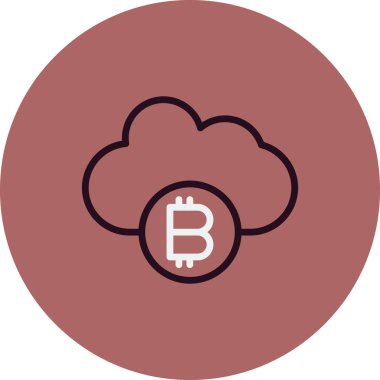 Bitcoin Bulut simgesi, vektör illüstrasyonu