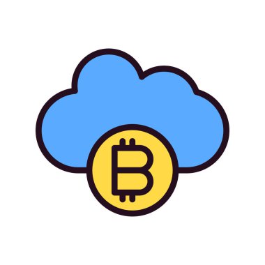 Bitcoin Bulut simgesi, vektör illüstrasyonu