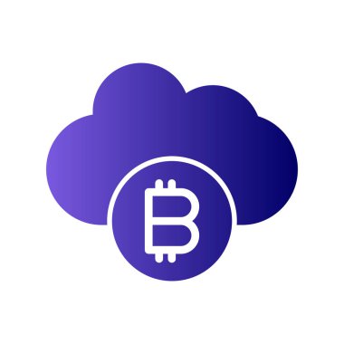 Bitcoin Bulut simgesi, vektör illüstrasyonu