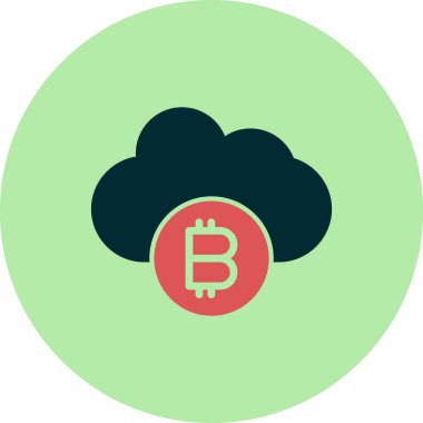 Bitcoin Bulut simgesi, vektör illüstrasyonu