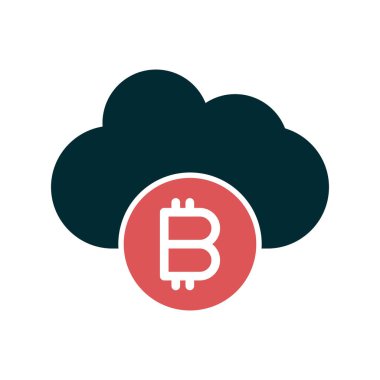 Bitcoin Bulut simgesi, vektör illüstrasyonu