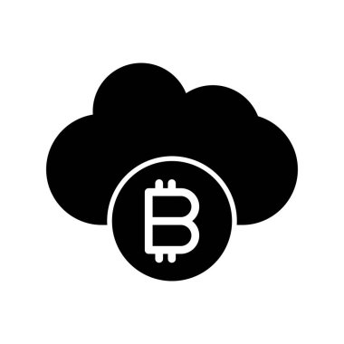 Bitcoin Bulut simgesi, vektör illüstrasyonu