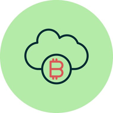 Bitcoin Bulut simgesi, vektör illüstrasyonu