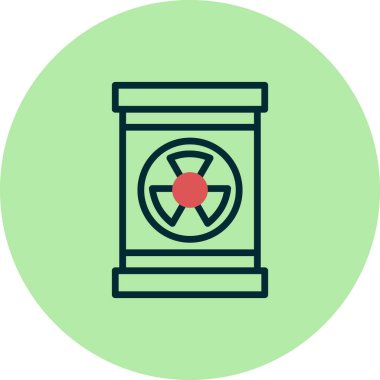 Nükleer atık ikonu vektörü. İnce çizgi işareti. izole edilmiş sınır sembolü çizimi 