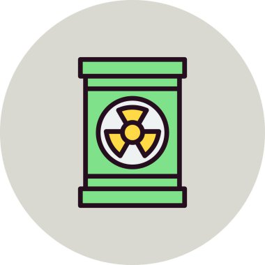 Nükleer atık ikonu vektörü. İnce çizgi işareti. izole edilmiş sınır sembolü çizimi 