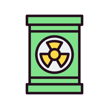 Nükleer atık ikonu vektörü. İnce çizgi işareti. izole edilmiş sınır sembolü çizimi 