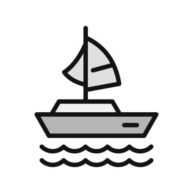 Yelkenli teknesi ikon vektör çizimi 
