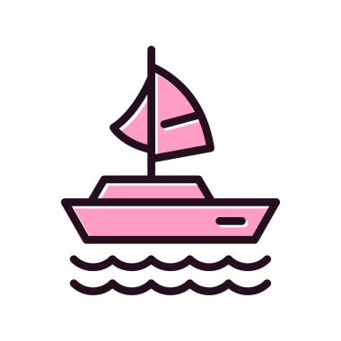 Yelkenli teknesi ikon vektör çizimi 