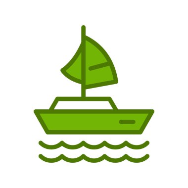 Yelkenli teknesi ikon vektör çizimi 